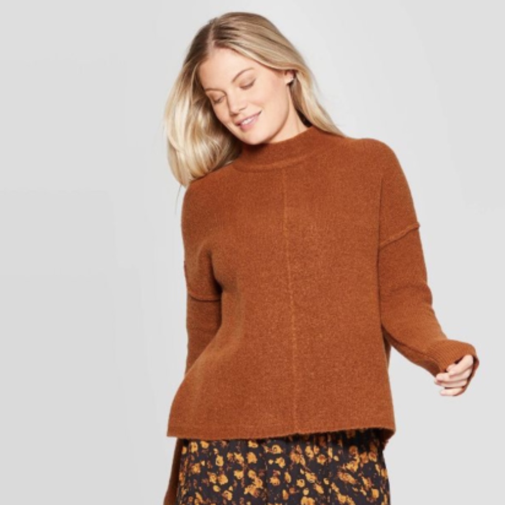 Long Sleeve Mock Turtleneck Pullover Sweater